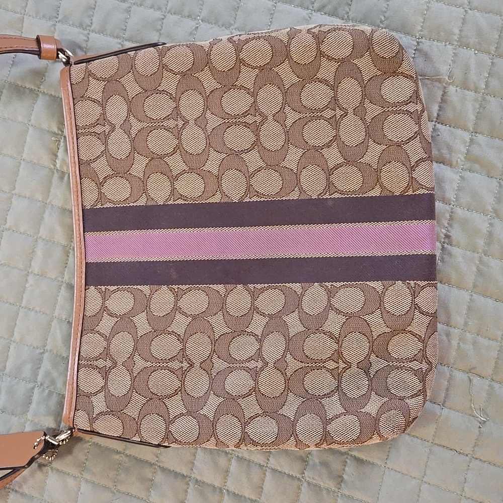 Coach File Brown and Purple Signature Crossbody Bag - Picture 5 of 13